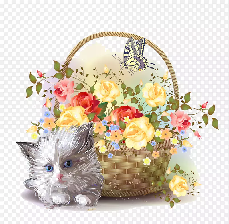 小猫篮花夹艺术-猫篮边缘