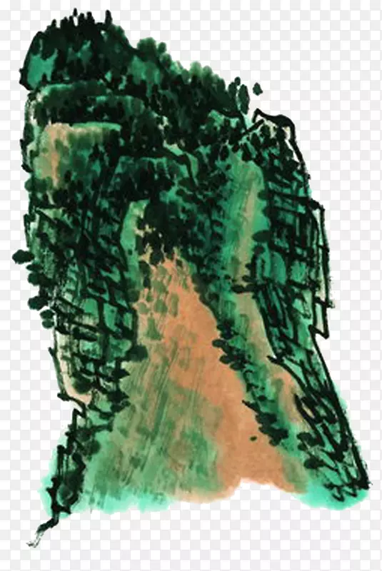 水墨画-水墨城堡岩石