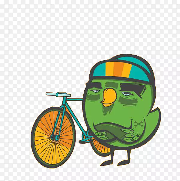 自行车绘图图形设计插图.绿色鸟自行车