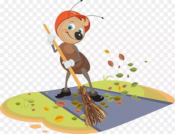 清洁清洁工扫帚图例.扫地蚁
