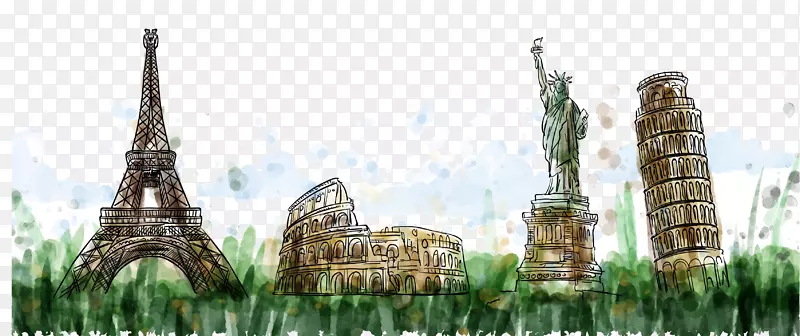 意大利自由女神像下载纪念碑水彩画-绘画世界旅游景点