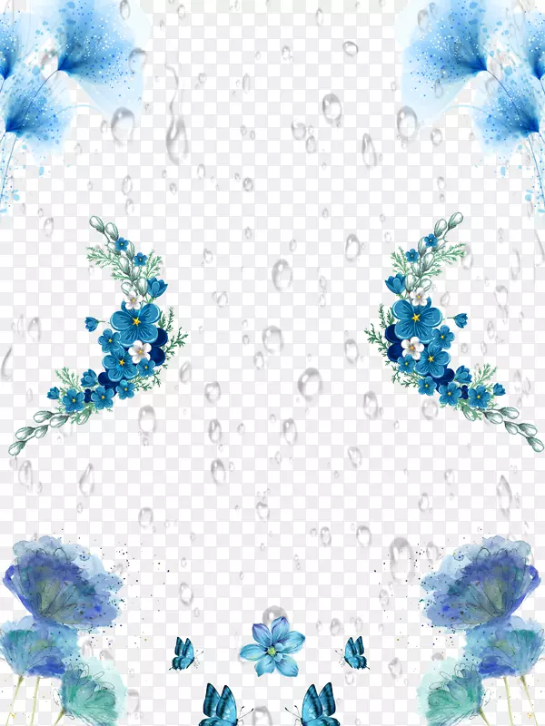 玉水太阳术语海报清明-蓝花雨背景