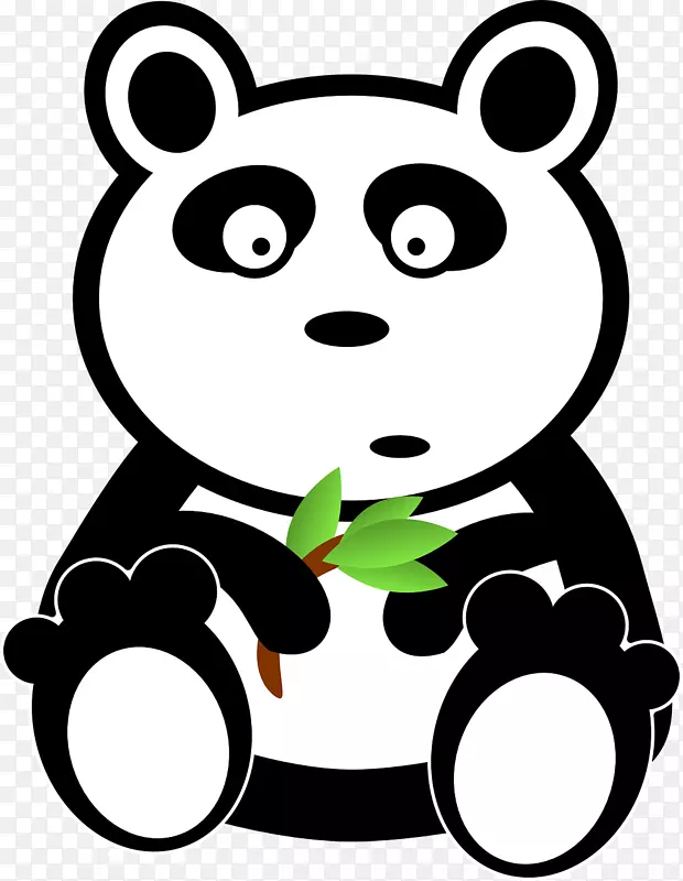 大熊猫黑白剪贴画-卡通熊猫