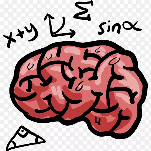逻辑脑学数学：脑训练认知训练图标-一个大脑和数学符号
