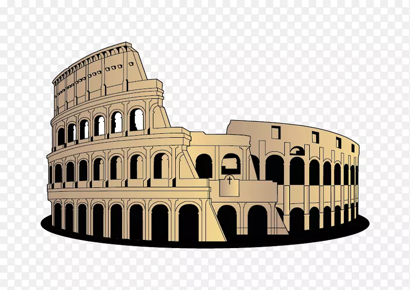 古罗马竞技场剪贴画手绘罗马教堂