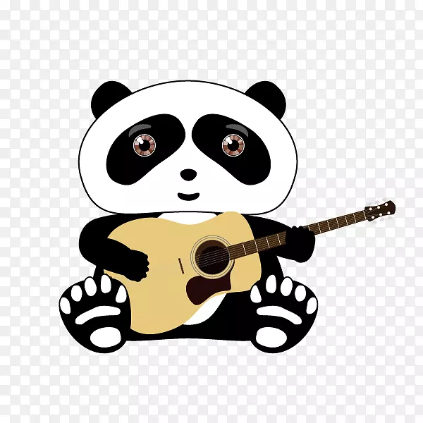 大熊猫北极熊t恤-熊猫吉他