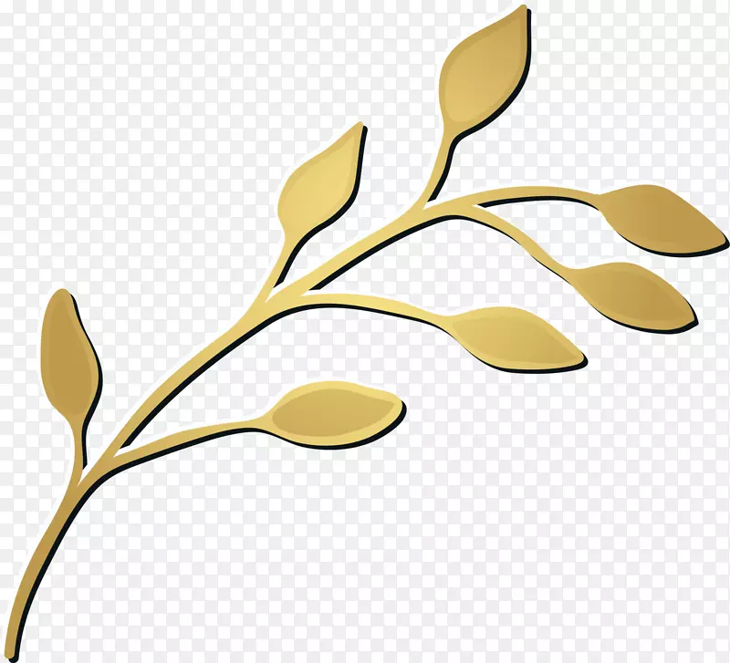树枝叶金剪贴画手绘金叶