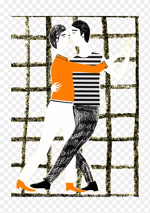 海报-电影插画-卡通接吻夫妇