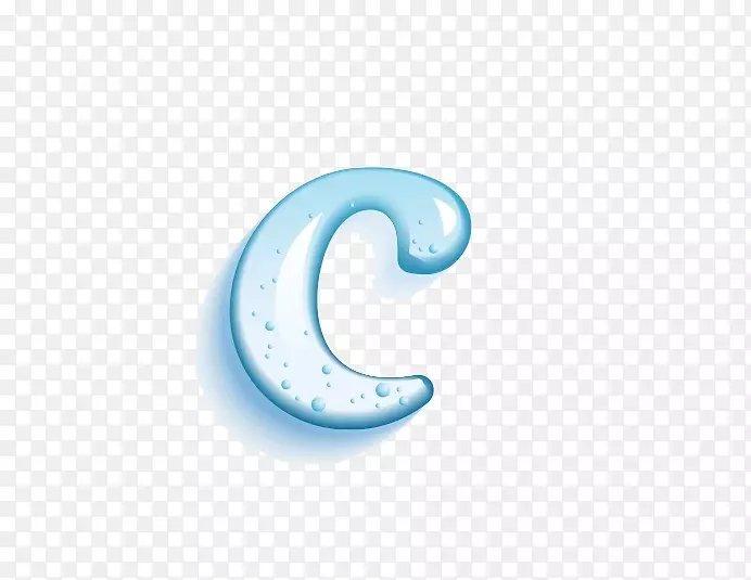 滴液体气泡-蓝色水滴c字母