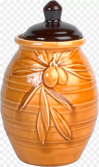 橙色棕色剪贴画-橙色花纹罐