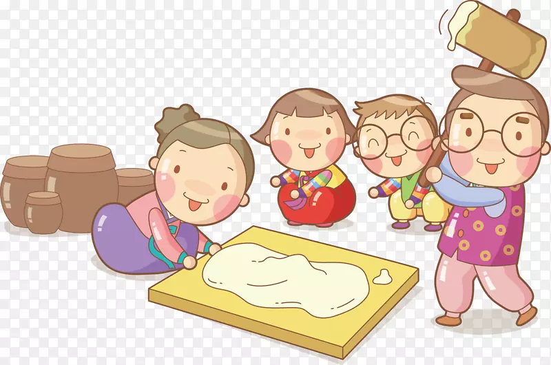 面团卡通-温馨家庭