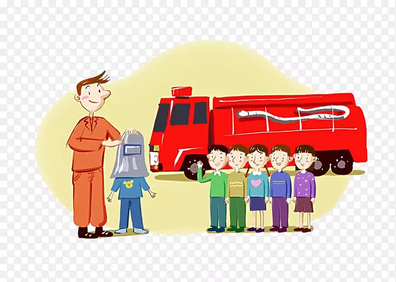 消防队员消防短片艺术-消防队员教导儿童防火知识。