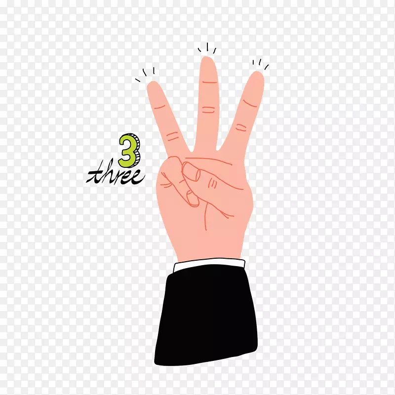 拇指手指数字手-三个手指
