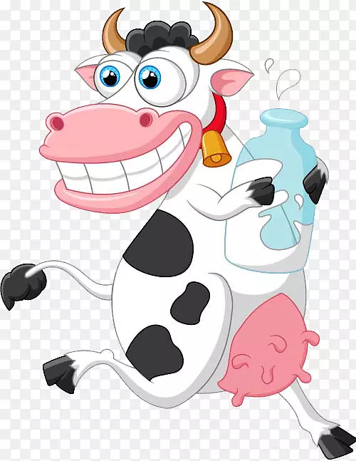 奶牛场的牛犊-拿着奶瓶的奶牛