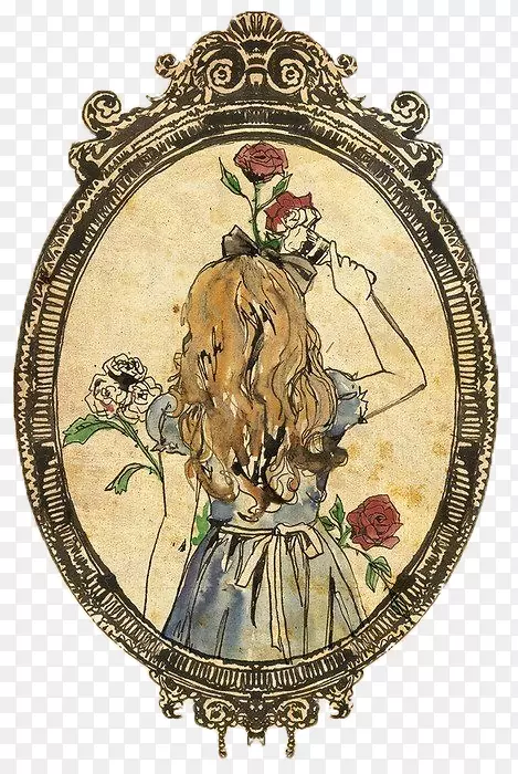 仙境红皇后柴郡猫画素描镜中的爱丽斯冒险