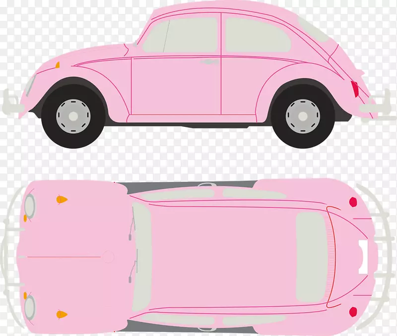 大众汽车甲虫大众新甲虫汽车设计-可爱的粉色甲虫汽车载体
