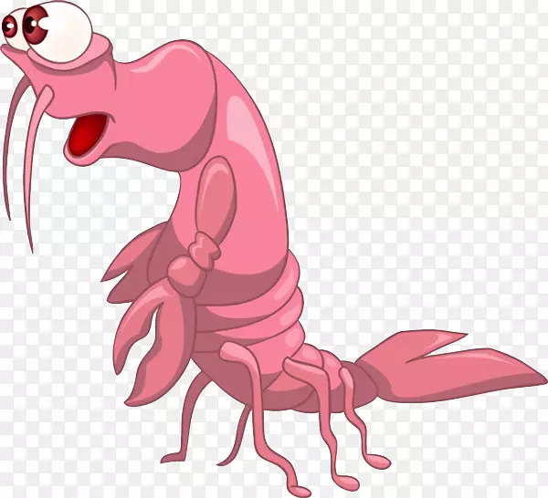 小龙虾卡通，免版税剪贴画-大眼睛龙虾尾