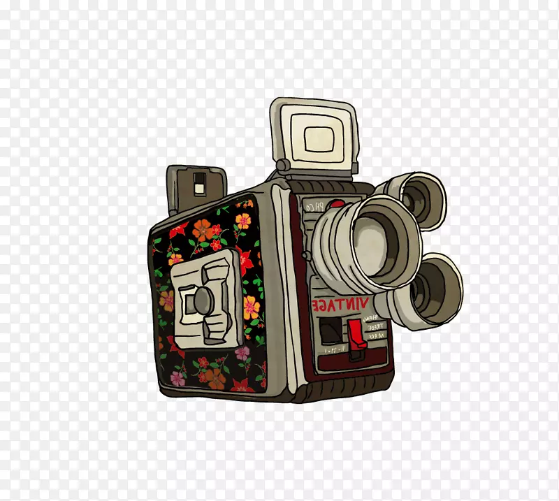 数码相机摄影手提箱.手绘照相机