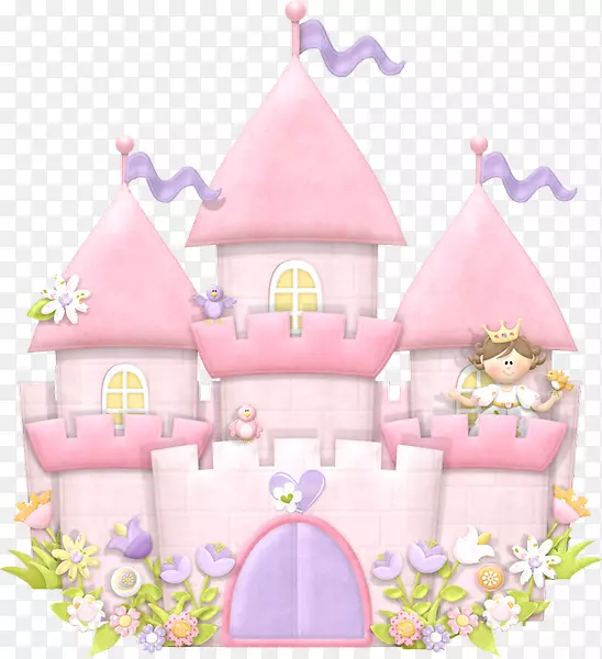 婚礼邀请生日派对城堡儿童粉红卡通屋