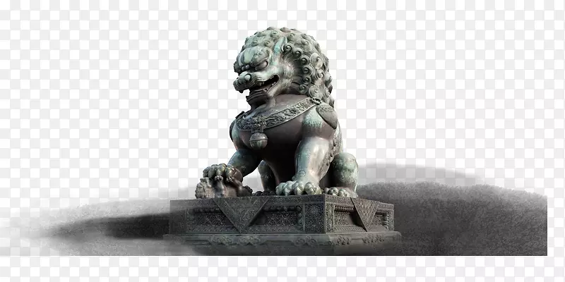 狮子座雕塑下载-市政厅石狮