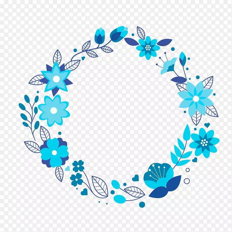 花卉下载-蓝色花卉材料环