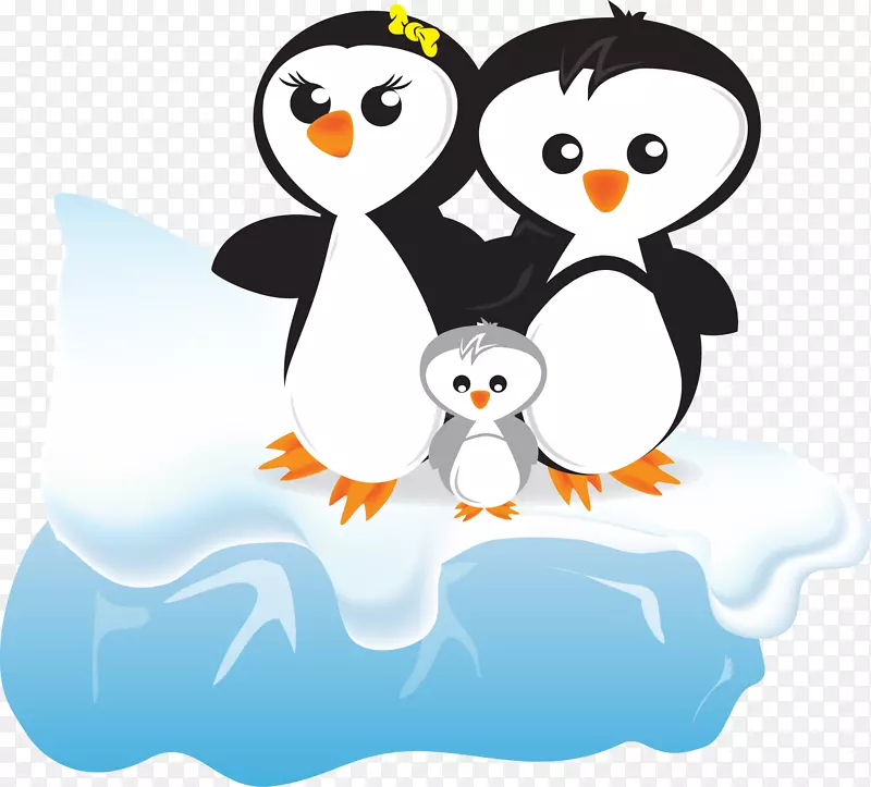 企鹅卡通剪贴画-冰企鹅家族