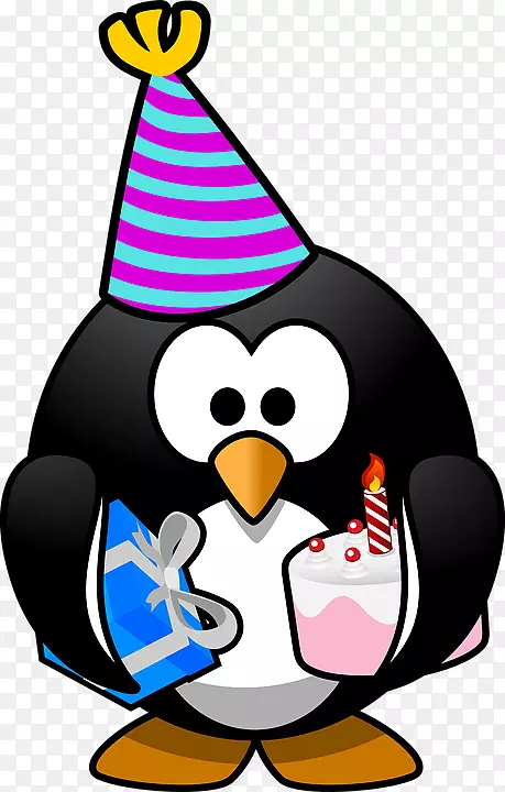 企鹅派对帽子生日剪贴画-给企鹅的礼物