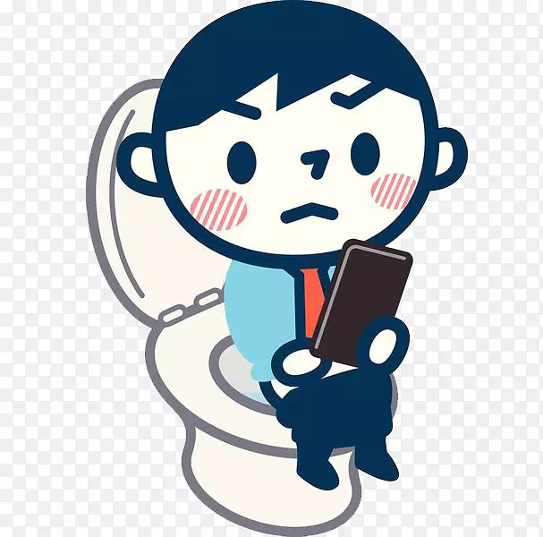 痔疮卡通片艺术-一个拿着钱包蹲在厕所里的男孩
