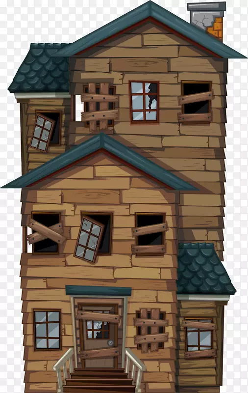 正面房屋免版税插图一间破旧的木屋