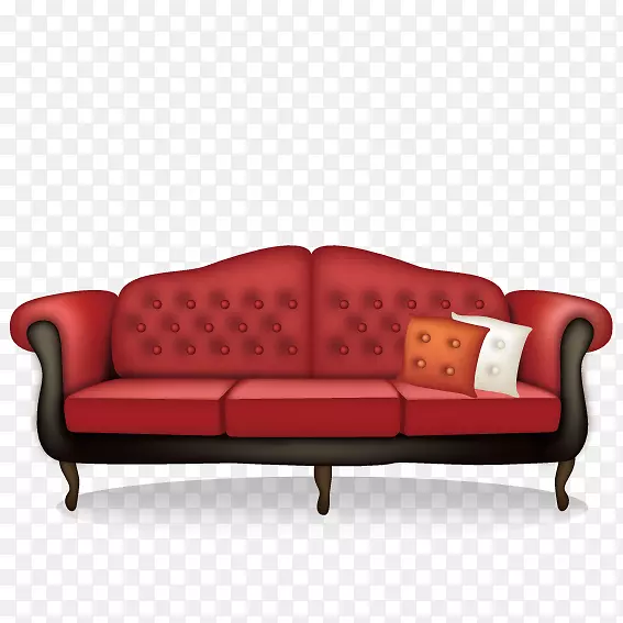 沙发起居室桌椅-红拉长大床沙发
