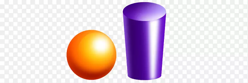 紫色字体球和圆柱体