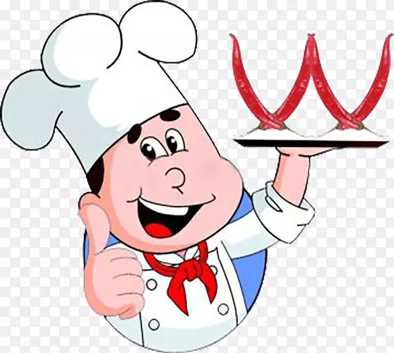 烹饪卡通-卡通男孩举着龙虾厨师