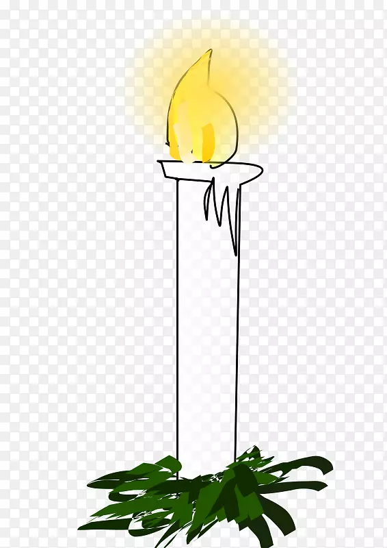 蜡烛圣诞剪贴画-白色卡通点燃蜡烛
