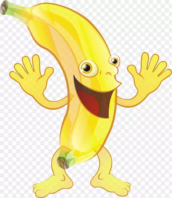 水果香蕉卡通剪贴画-黄色香蕉
