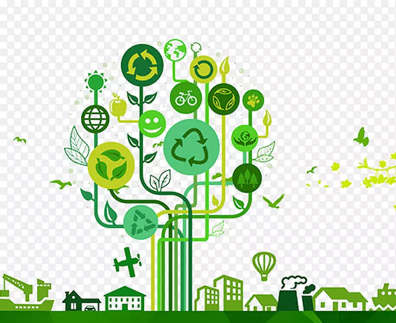 环保树木循环利用标志生态-创意绿色背景