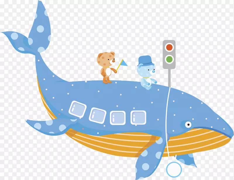 绘画插图-蓝色海豚