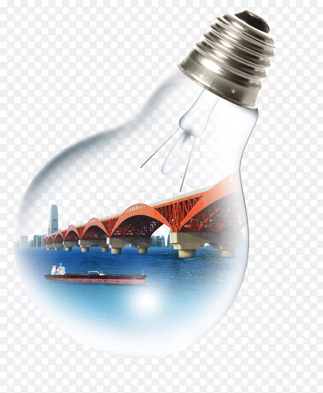 广告海报节能环保.电灯泡在桥梁节能广告中的应用