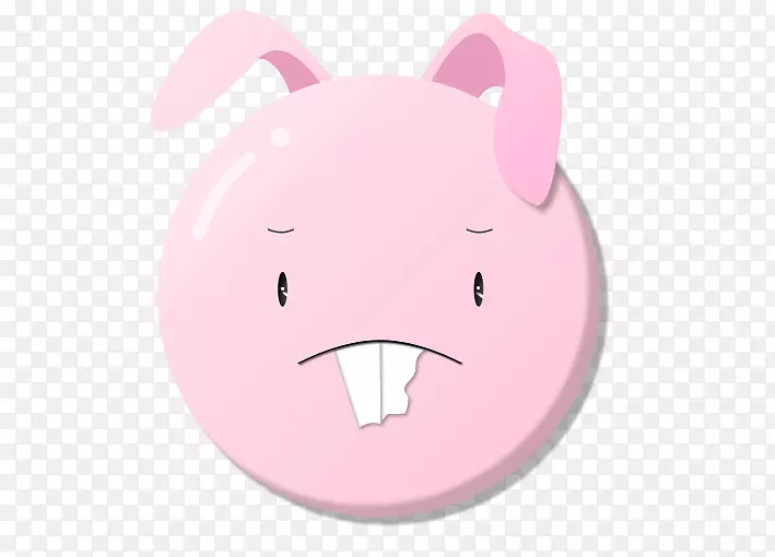 猪卡通插图-粉红兔头像