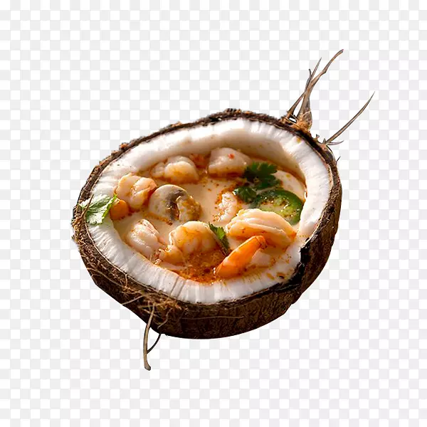 椰奶虾咖喱烹饪配方椰子壳龙虾汤