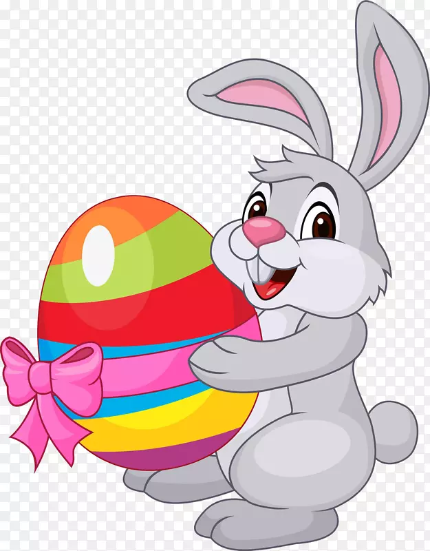 复活节兔子复活节彩蛋兔子拿着彩蛋