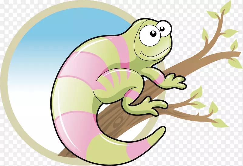 海龟插图-卡通变色龙
