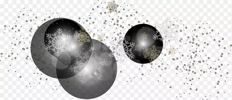 白色黑色球体-冬季雪花效应元素