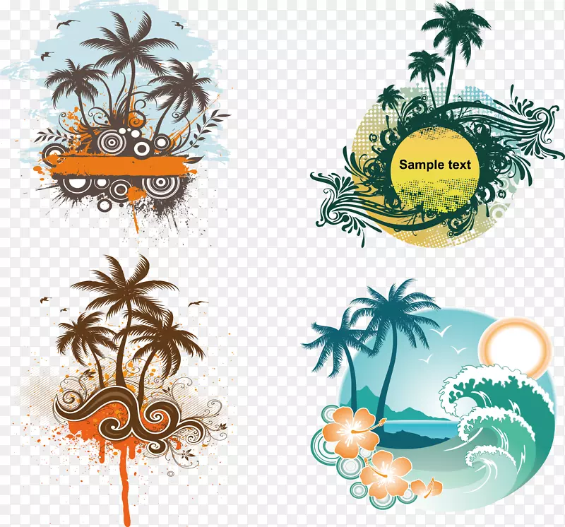 椰子图形设计-旅行海报