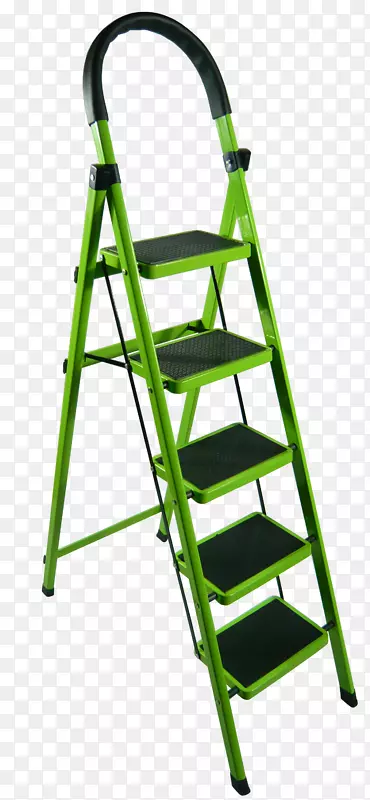 铝制梯.绿色铝制楼梯