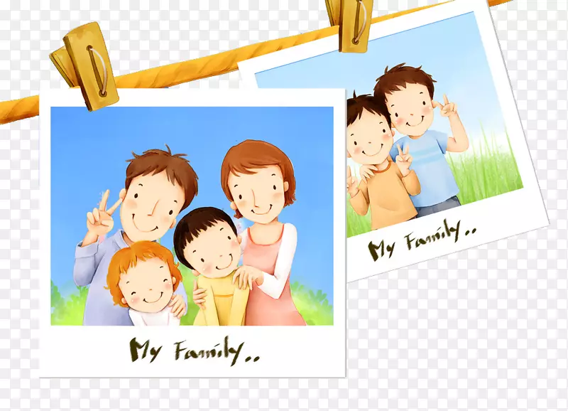 家庭卡通幸福插画-家庭照片
