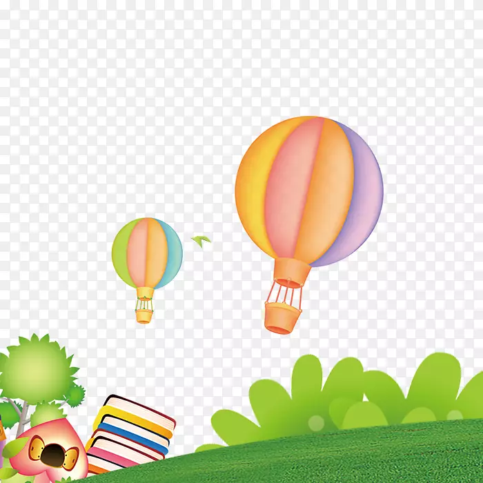 热气球绘图.手绘扁平热气球材料