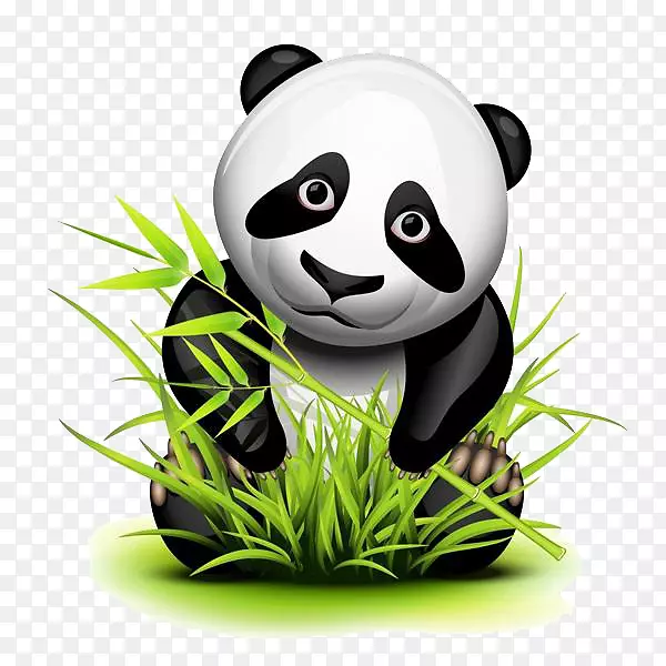 大熊猫竹子免版画卡通熊猫吃竹子