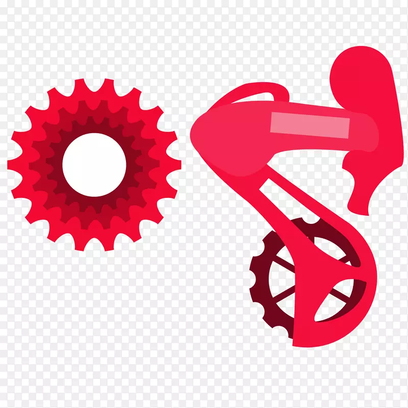 字脉轮符号灵气族卡通红色自行车齿轮附件