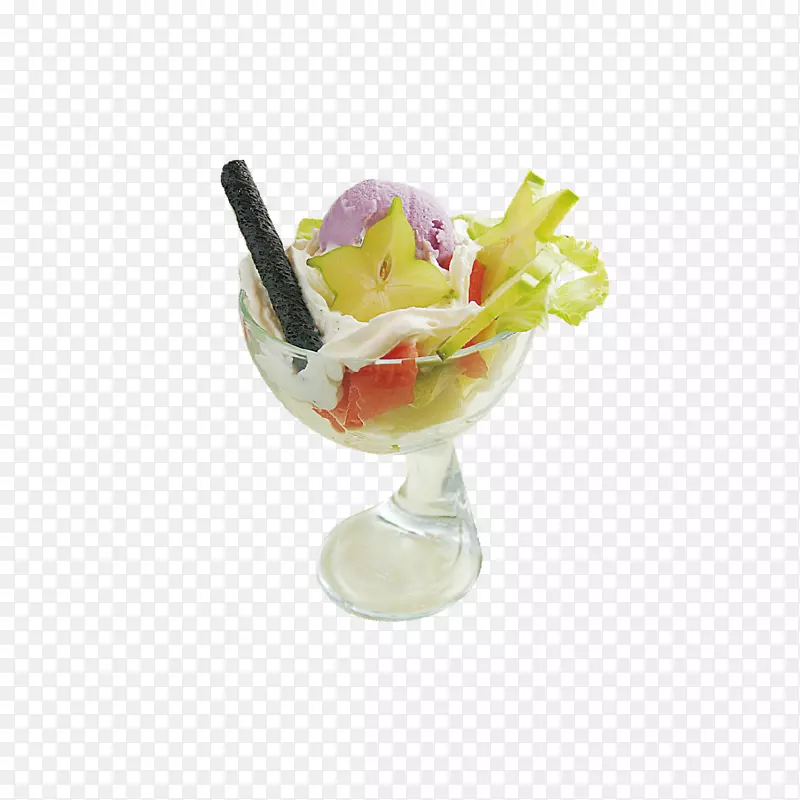 冰淇淋冻圣代鸡尾酒装饰.水果色拉图形