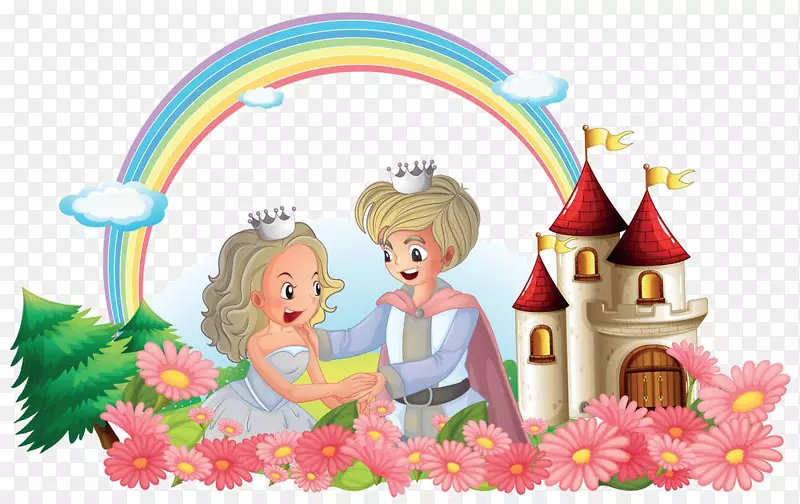 城堡皇室-免费剪贴画-卡通王子公主花